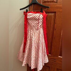 Women’s Polka Dot Dress with Red Trim